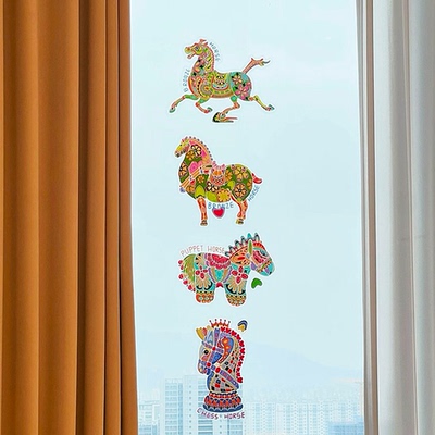 2026马年非遗窗花pvc静电贴玻璃窗花剪纸新年过年传统文化高级感