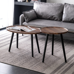 北欧实木茶几小户型客厅家用轻奢简约现代阳台简易圆形茶桌组合