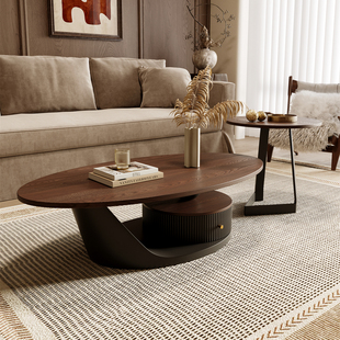 中古风实木茶几侘寂风法式复古家用客厅小户型设计师高级感茶台桌