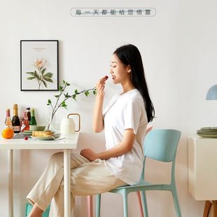 书桌加厚简约现代靠背北欧餐椅胶凳餐桌椅塑料椅子凳家用学习板子