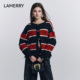 复古爱心单排扣设计简约经典 LAMERRY 朗美睿黑红条纹针织衫 慵懒感