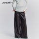 直筒显瘦优雅气质25秋冬新款 LAMERRY 朗美睿黑色环保皮中性风皮裤