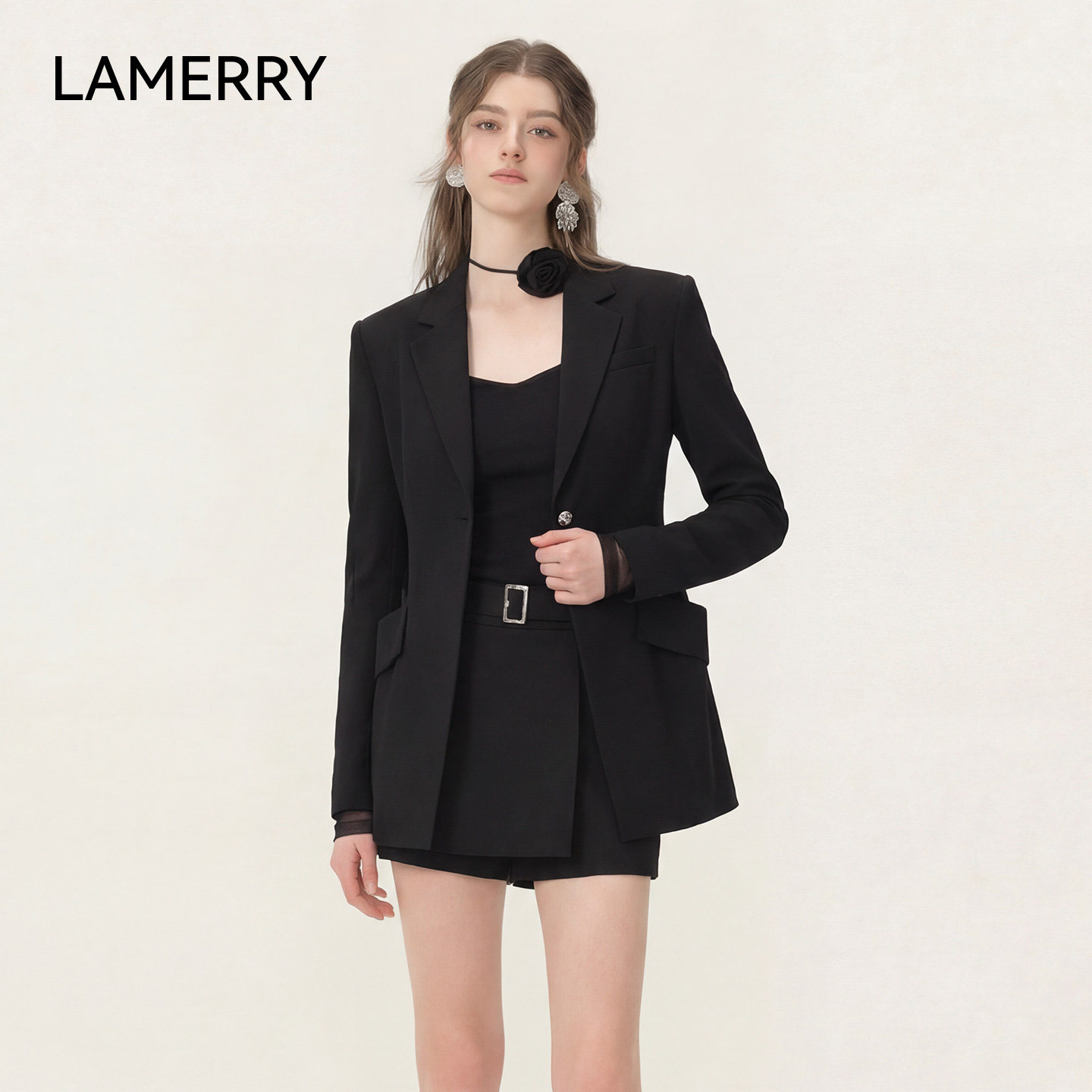 LAMERRY/朗美睿26春酷飒风西装女boxyfit设计师解构收腰拼接立体