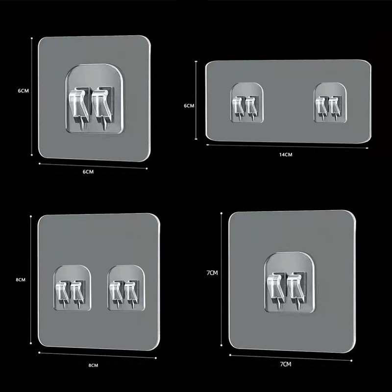 免打孔痕卡扣厨房卫生间爪扣家用挂钩配件不锈钢置物架透明贴片