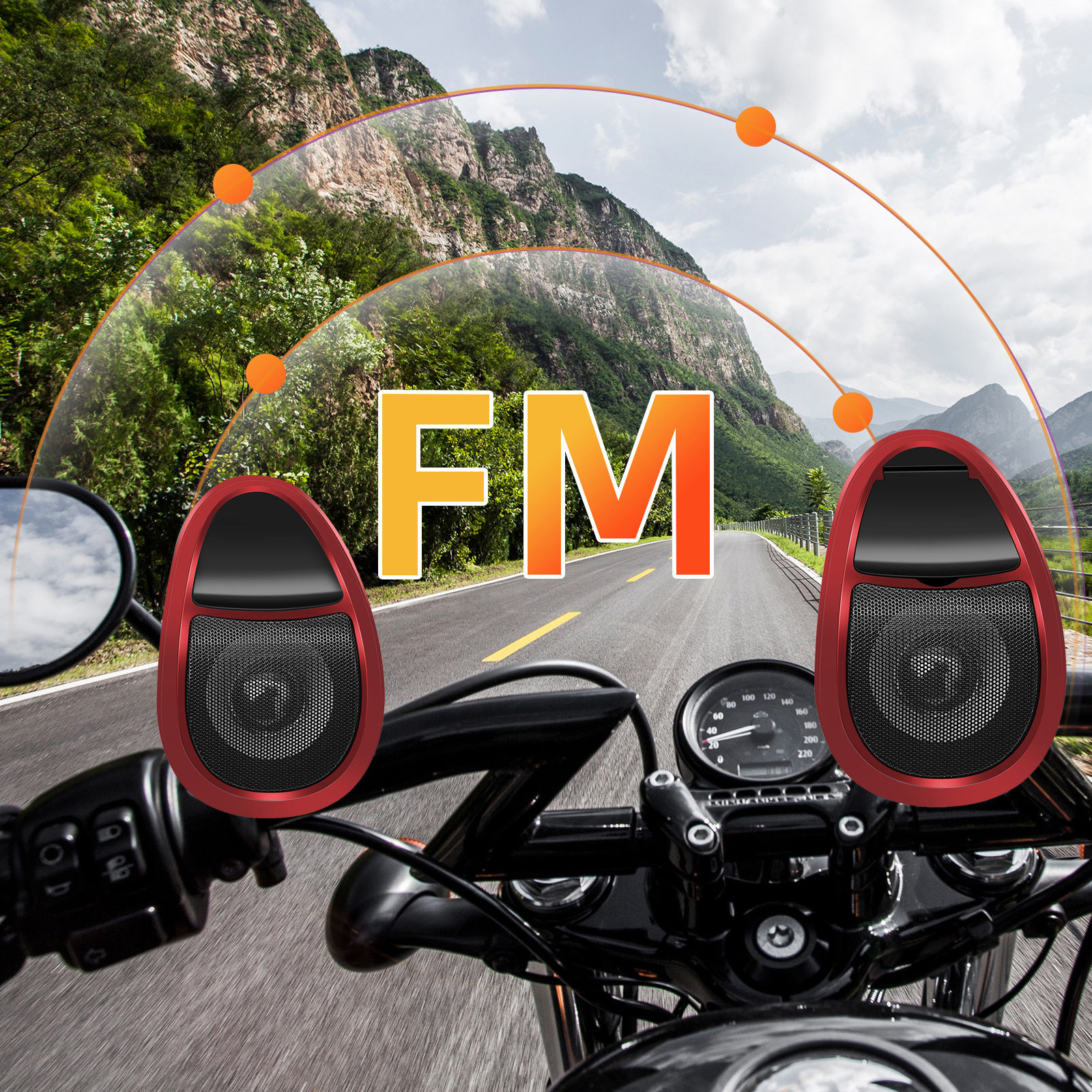 摩托车音响MP3蓝牙收音机FM音箱功放一体机带灯防水降噪