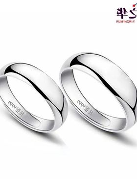 镀厚99环开口戒指足银光面男女戒指情侣对持久银直播戒指99仿保色