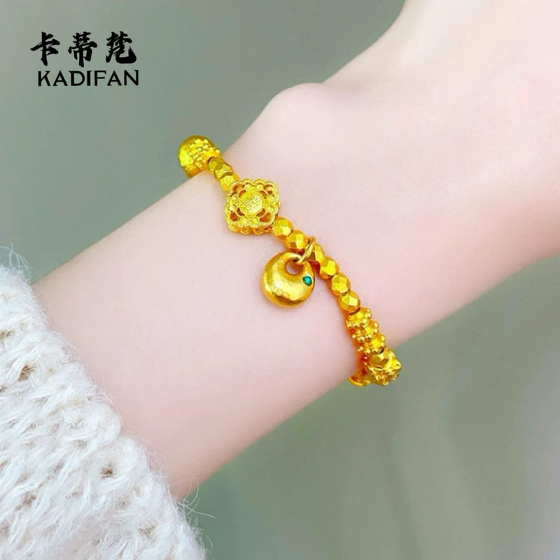 久不掉色沙金爆闪蹦迪珠小胖福手链新中式国潮碎金手串礼物送女友