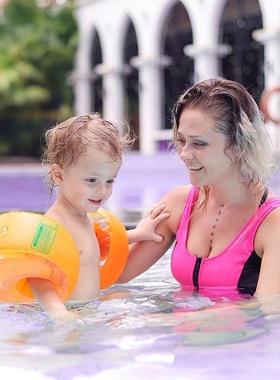 swimbobo 儿童游泳手臂圈 橙色成人泳圈臂圈 多气囊充气游泳水袖