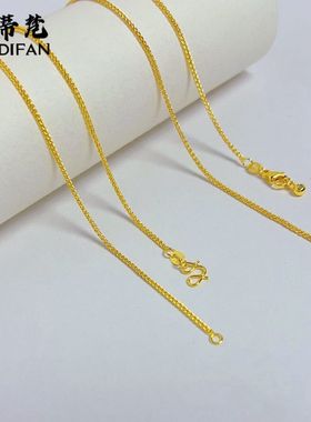 铜镀k金强保色沙金项链电镀24k肖邦链针式链可调节O字项链女