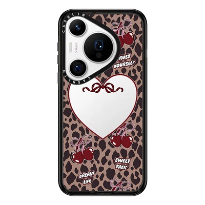 CASHLIN联名豹纹爱心蝴蝶结丝带兔子适用华为Pura70Pro手机壳镂空高级感可爱磁吸创意HUAWEI华强北的FY手机壳