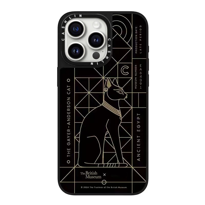 CASHLIN大英博物馆苹果手机壳新款磁吸镜面iPhone16适用15ProMax埃及艺术联名14Plus护身符13防摔保护套12硬