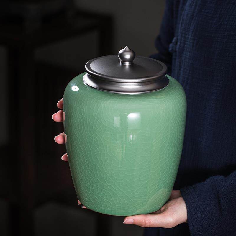 茶叶罐陶瓷家用大号茶叶储存罐高端普洱绿茶密封罐茶叶包装收纳盒