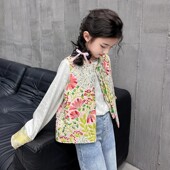 马甲唐装 汉服女童国风马甲2025新款 中大童提花新中式 秋装 春秋款