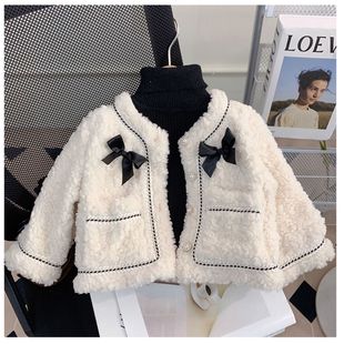 女童外套冬季加厚羊羔绒小香风2025秋冬最新款中小童洋气百搭时髦