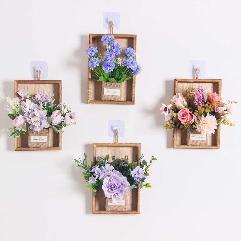绣球仿真花插花客厅绿植盆栽木质相框壁饰墙面装饰品酒吧餐厅挂件图片