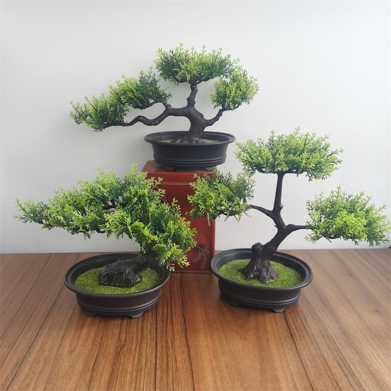 仿真植物盆栽室内装饰假花迎客松家居客厅绿植塑料小摆件松树盆景