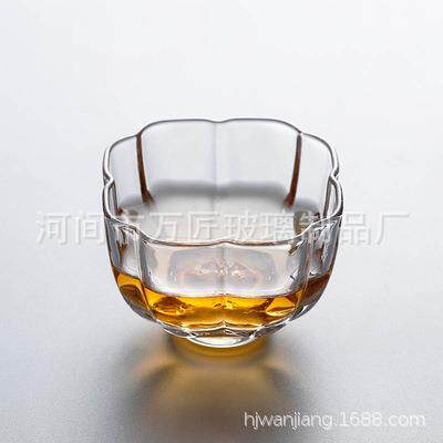 日式東洋佐佐木ス八千代 透明方口金边玻璃杯八角品茗杯小茶杯