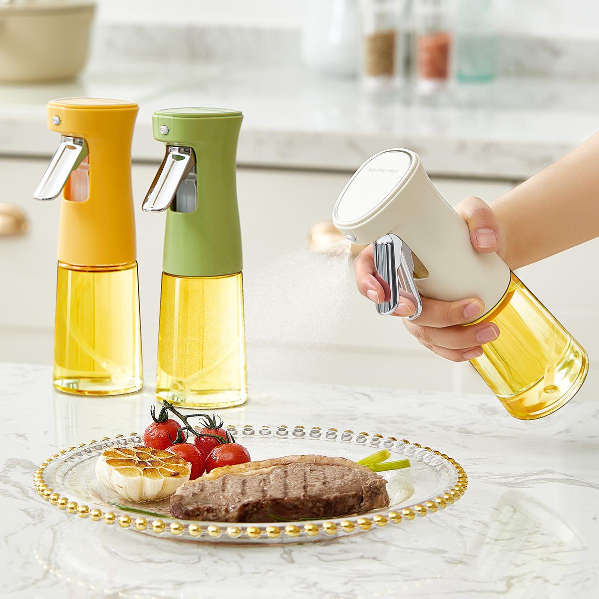 烁果家用按压喷油壶防漏不挂油厨房酱油调料瓶大容量喷雾玻璃油瓶