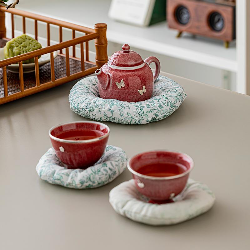 中式布艺杯垫茶托创意茶道配件加厚隔热盖碗茶杯茶垫壶承玻璃杯托