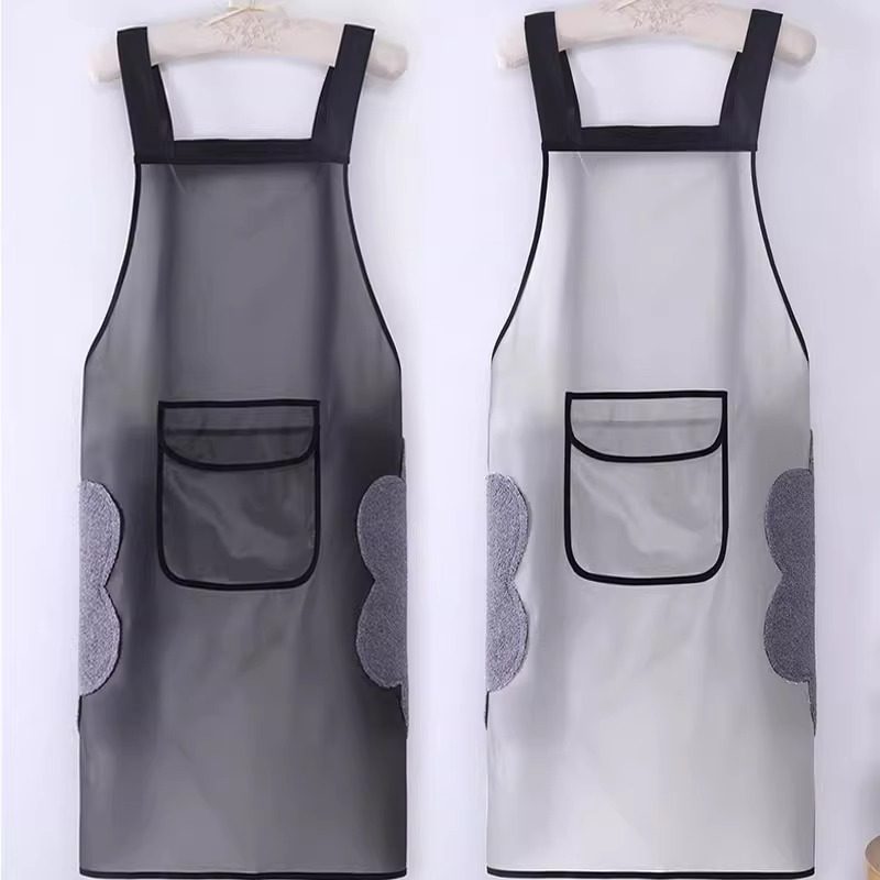防水防油围裙TPU半透明围腰家用做饭洗衣男女软皮工作服