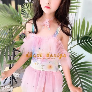 女童泳衣公主裙式 新款 兒A童海邊連體游泳衣小女孩韓版 泳 可愛夏季