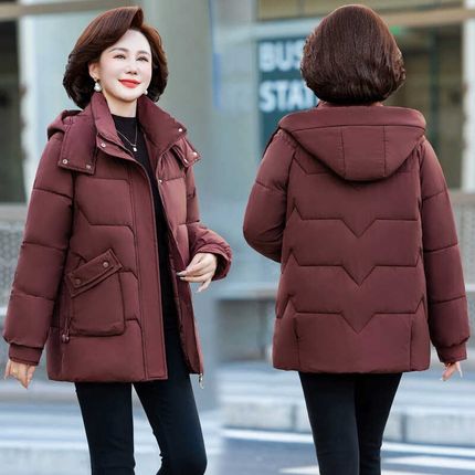 棉袄外套羽绒棉服女中长款2024年冬装新款中年妈妈装X加厚中款棉