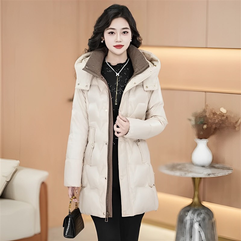 羽绒服女冬季2024新款时尚洋z气棉衣小个子高端中长款轻薄棉服外