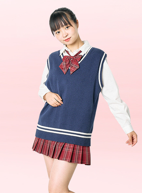 WEGO日系学院风针织背心马夹甲女内搭V领JK百搭针织毛衣叠穿内穿