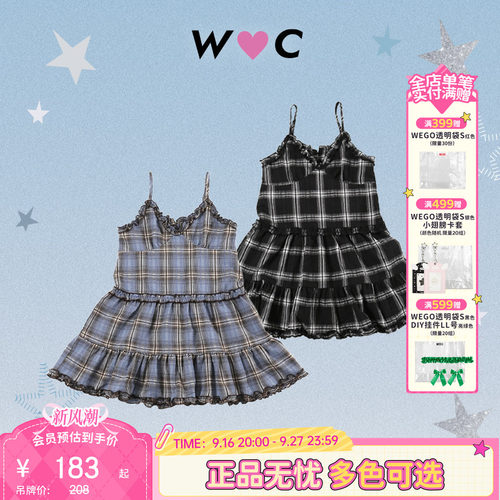 WC女式格纹连衣裙女无袖吊带26夏季新款时尚裙WC26SS03-L0002