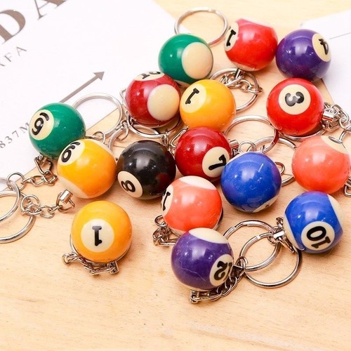 个性创意仿真台球钥匙扣 桌球饰品挂件 台球挂件黑八钥匙挂件礼品