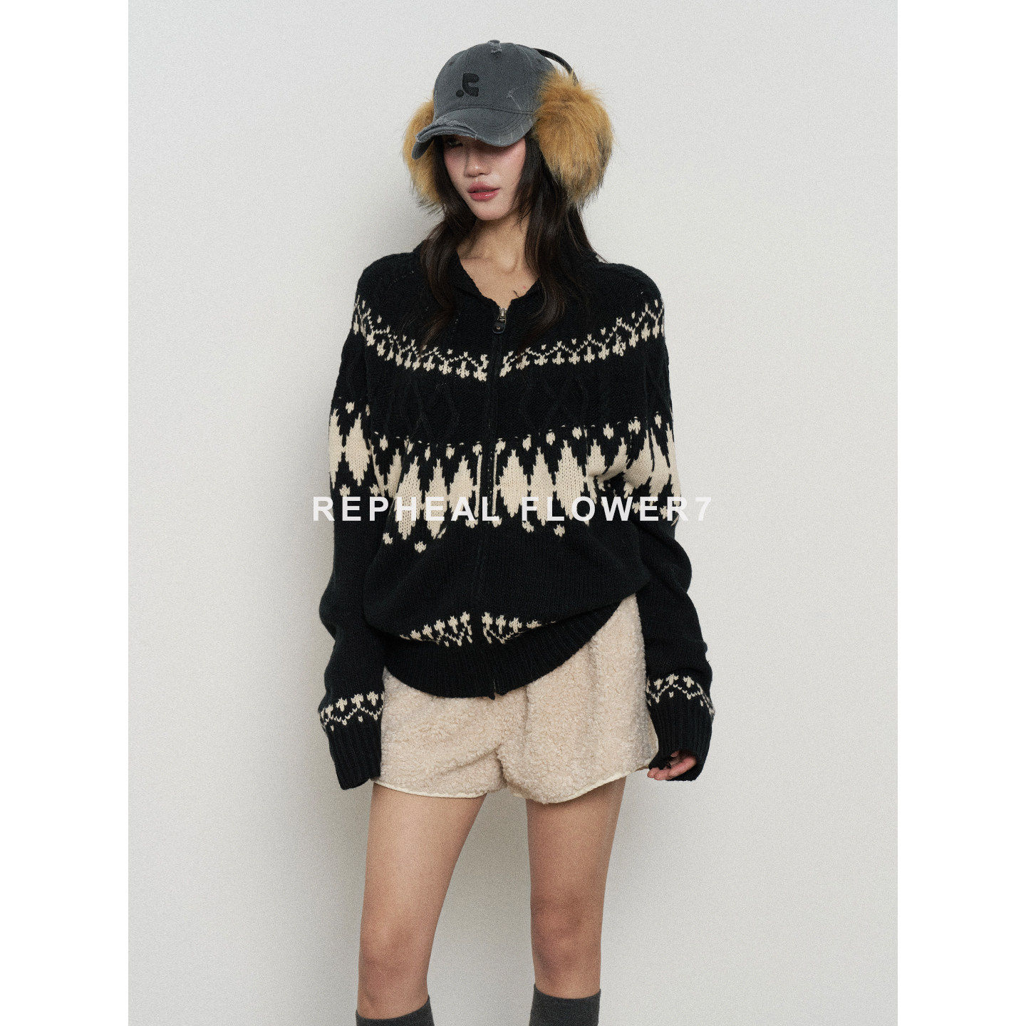 【7画的花 FLOWER7】费尔岛提花复古撞色保暖针织开衫毛衣女秋冬,女装/女士精品,毛衣,淘宝优惠券,粉丝福利购,淘宝优惠卷