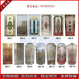 实木铝合金门窗不透光中空铜条镶嵌玻璃门艺术玻璃门芯隔断定做