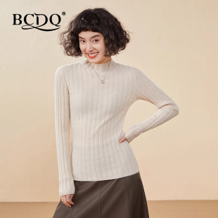 针织打底衫 半高领羊绒衫 显瘦毛衣时尚 套头修身 女士2025秋冬新款