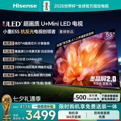Hisense/海信小墨55E5S U+MiniLED信芯 墨晶屏2300nits高亮电视