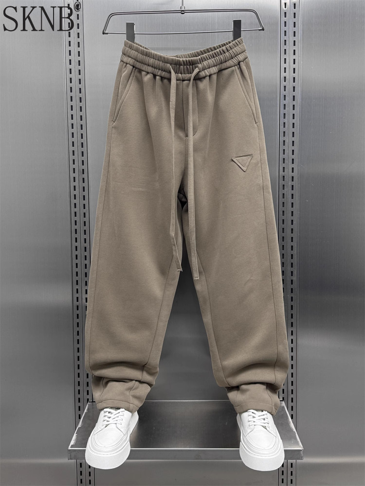 男士慵懒松弛感裤子秋季加绒休闲痞雅裤韩版宽松直筒运动卫裤男款