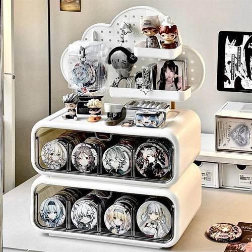 防尘吧唧收纳盒抽屉式分格勋章展示盒动漫周边谷子徽章整理置物架