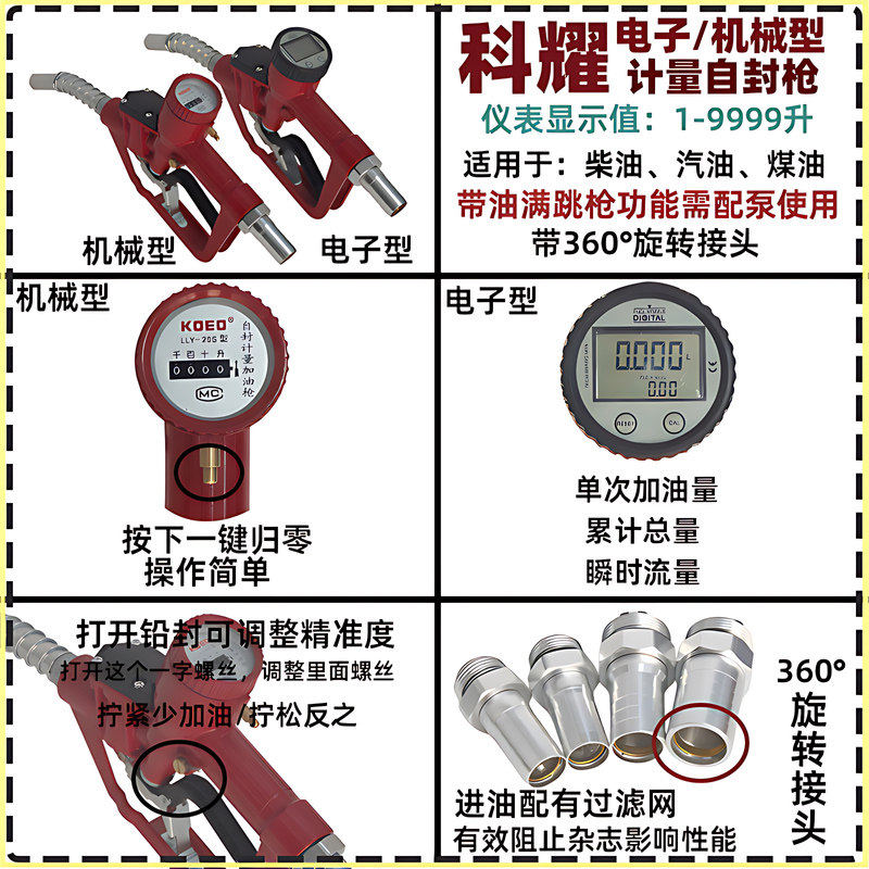 铝合金螺翼式柴油加油枪适用于甲醇油 甲醇专用枪接1寸管 有自封