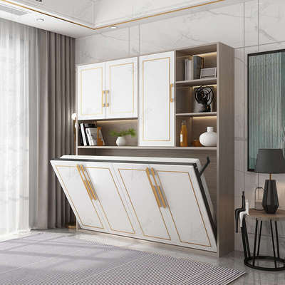 多功能侧翻隐形壁床床1.2m折叠床书柜一体轻奢小户型墨菲隐藏实木