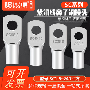SC接线端子空开线鼻子接头紫铜接线耳冷压端子端头电缆窥口铜鼻子