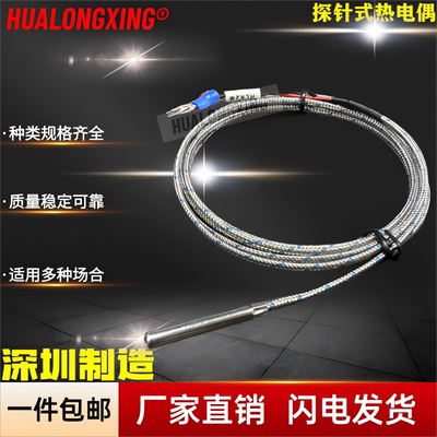 探针热电偶K型电热偶简易温度探头E型针式 感温线PT100温度传感器