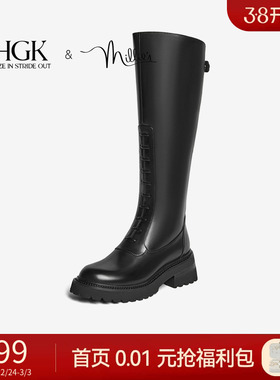 HGK莫扎特 2025新款增高厚底长筒靴高筒瘦瘦靴骑士靴女冬LPB49DG5