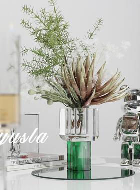 玻璃插干花瓶别墅花器样板间客厅茶几餐厅吧台桌面琉璃客厅装饰