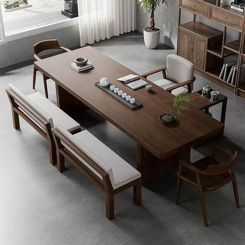 实木大板茶桌茶座椅一套新中式客厅办公室泡茶桌原木茶台泡茶一体