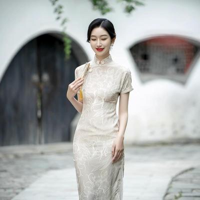 2025新款国风女装桑蚕丝旗袍中式复古修身连衣裙高端大气上档次