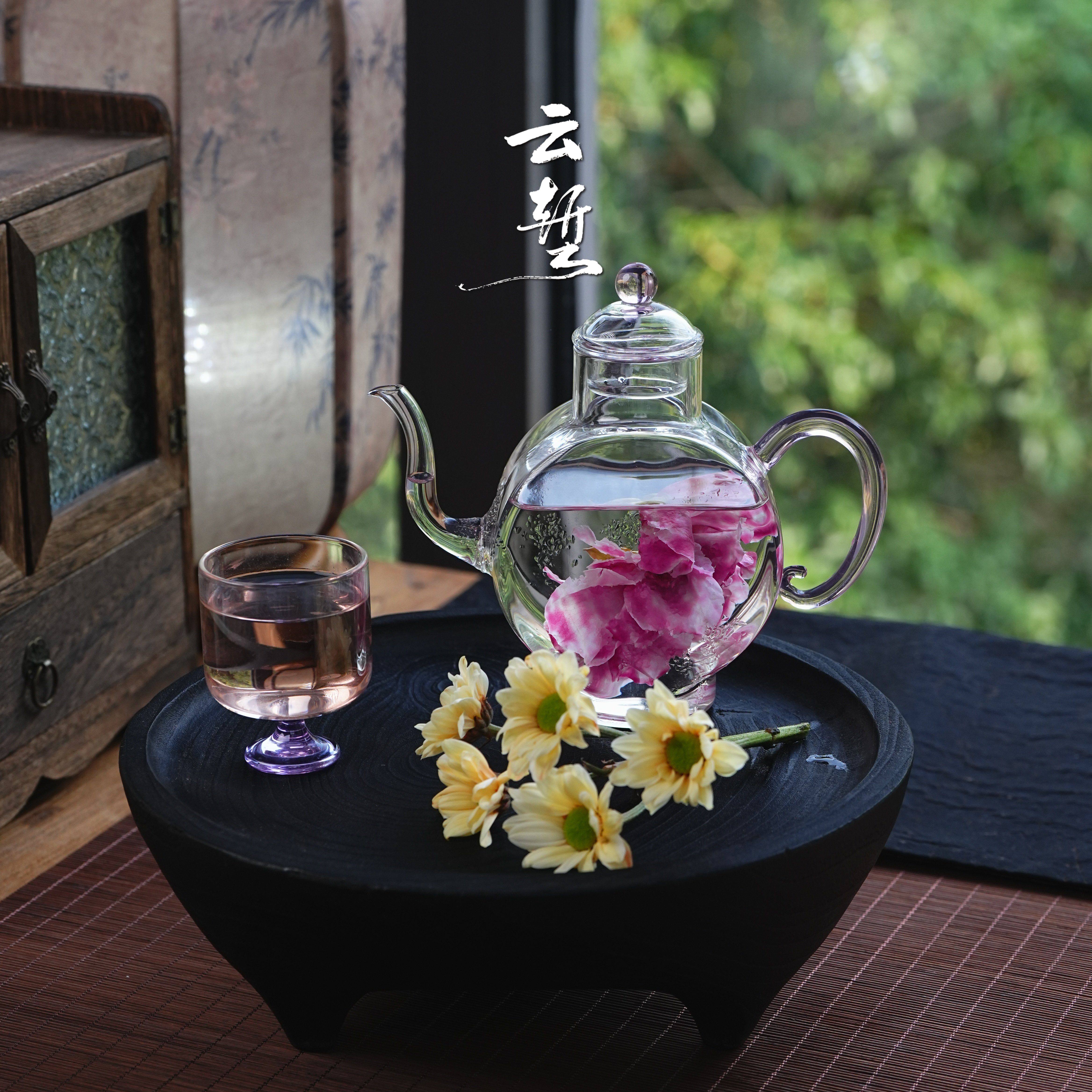 云堑 耐热高硼硅玻璃高档手执壶带过滤高足泡茶醒酒壶古香壶茶壶