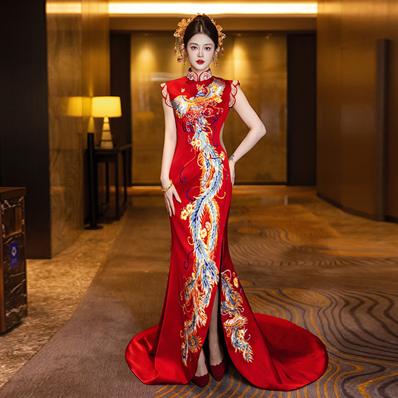 妮悦格无袖旗袍秀禾服婚服2026新款高端出阁嫁衣新娘拖尾敬酒服冬,女装/女士精品,秀禾服,淘宝优惠券,粉丝福利购,淘宝优惠卷