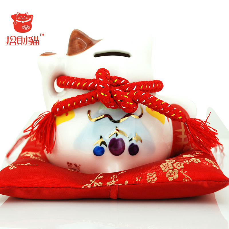 极速招财猫摆件 中号陶r瓷存钱罐储蓄罐 店铺开业家居创意礼品福