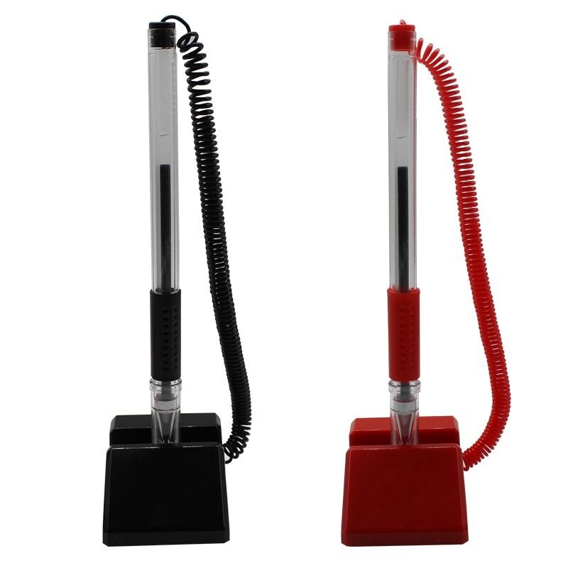 防丢笔可换芯柜台粘贴固定带绳笔前台银行商务签字黑色水性笔包邮