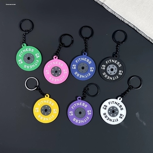 彩色健身杠铃片挂件运动Crossfit训练包包装饰周边挂饰吊坠钥匙扣