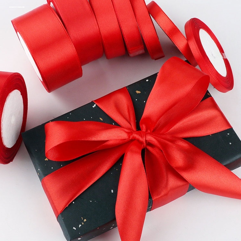 红丝带1cm4cm玫瑰花彩带diy大红色丝带绸带礼品盒包装宽布条缎带